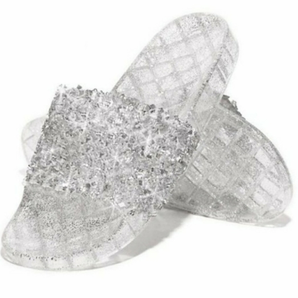 EMBELLISHED SPARKLE SLIDES-SILVER - Picture 5 of 6